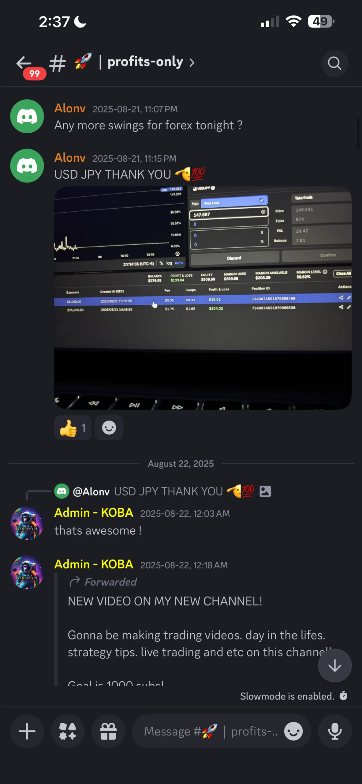 Member broker-account result